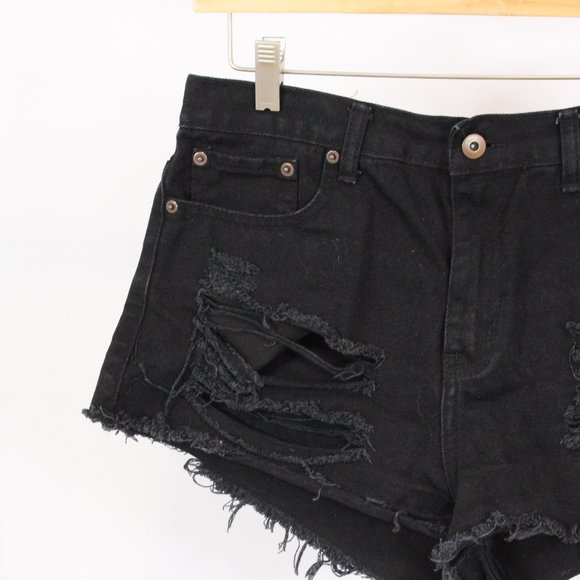 *Forever 21 Black High Rise Distressed Shorts - Picture 3 of 4